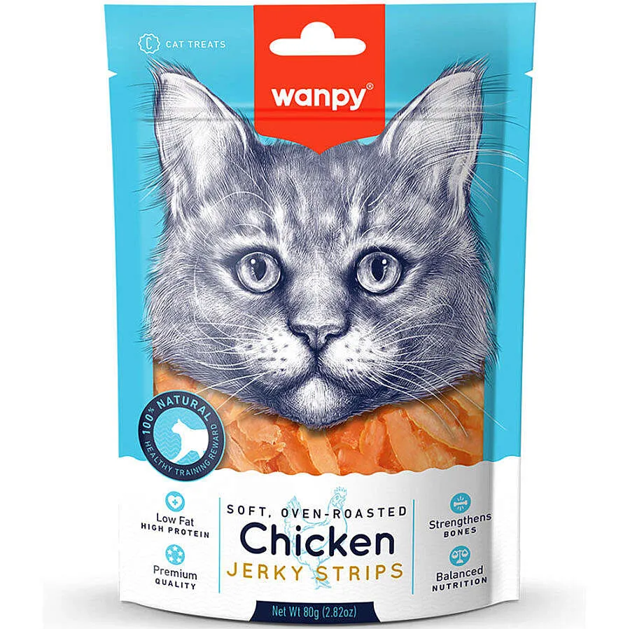 Wanpy Oven Roasted Jerky Strips Yumuşak Tavuklu Kedi Ödülü 80 Gr