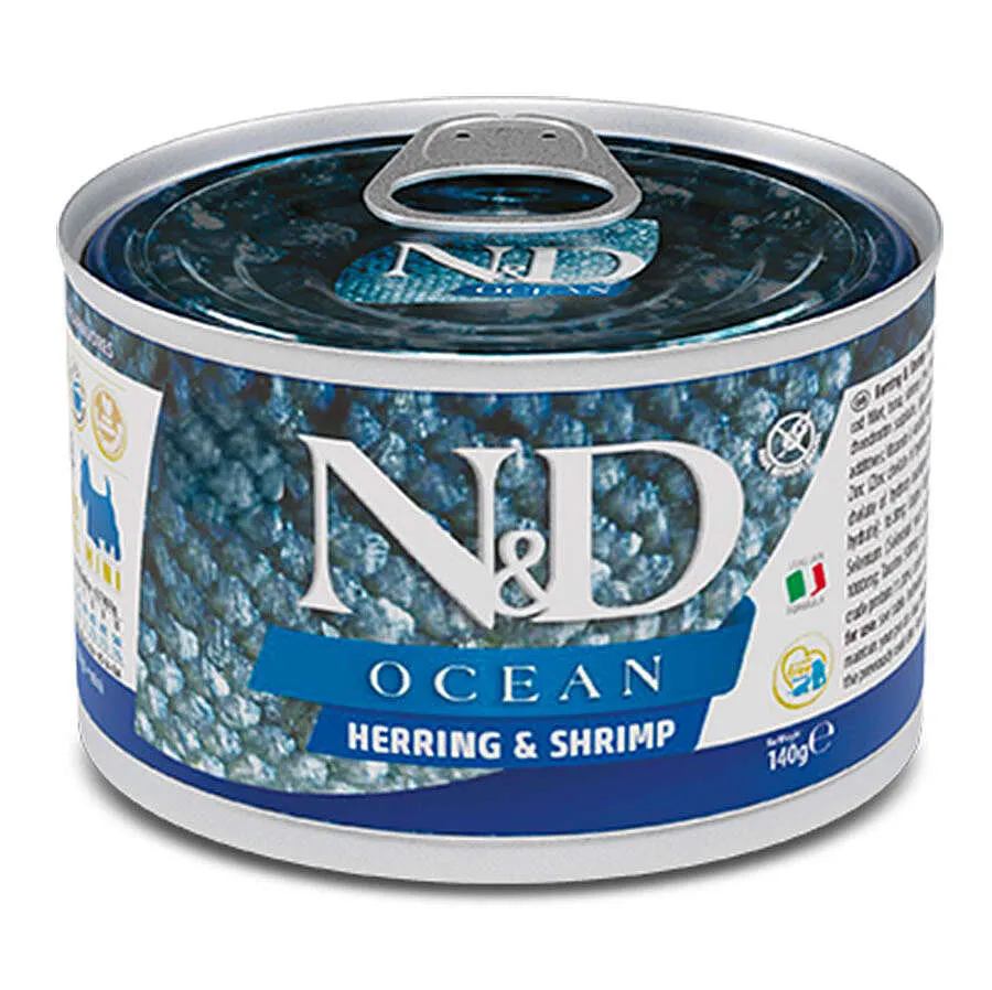 N&D Mini Ocean Ringa Balıklı ve Karidesli Köpek Konservesi 140 Gr
