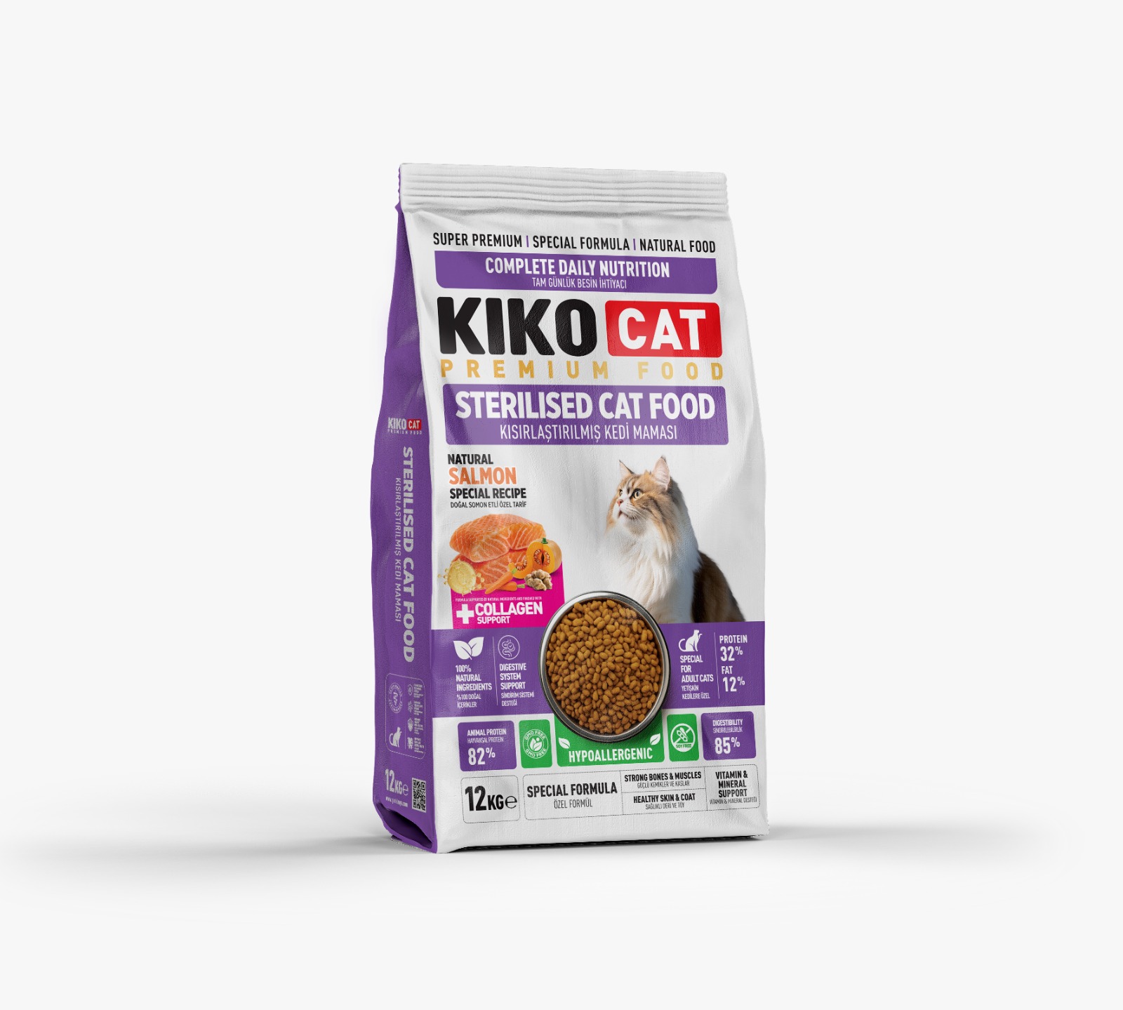 Kiko Cat Sterilised Somonlu Kısır Kedi Maması 12 Kg