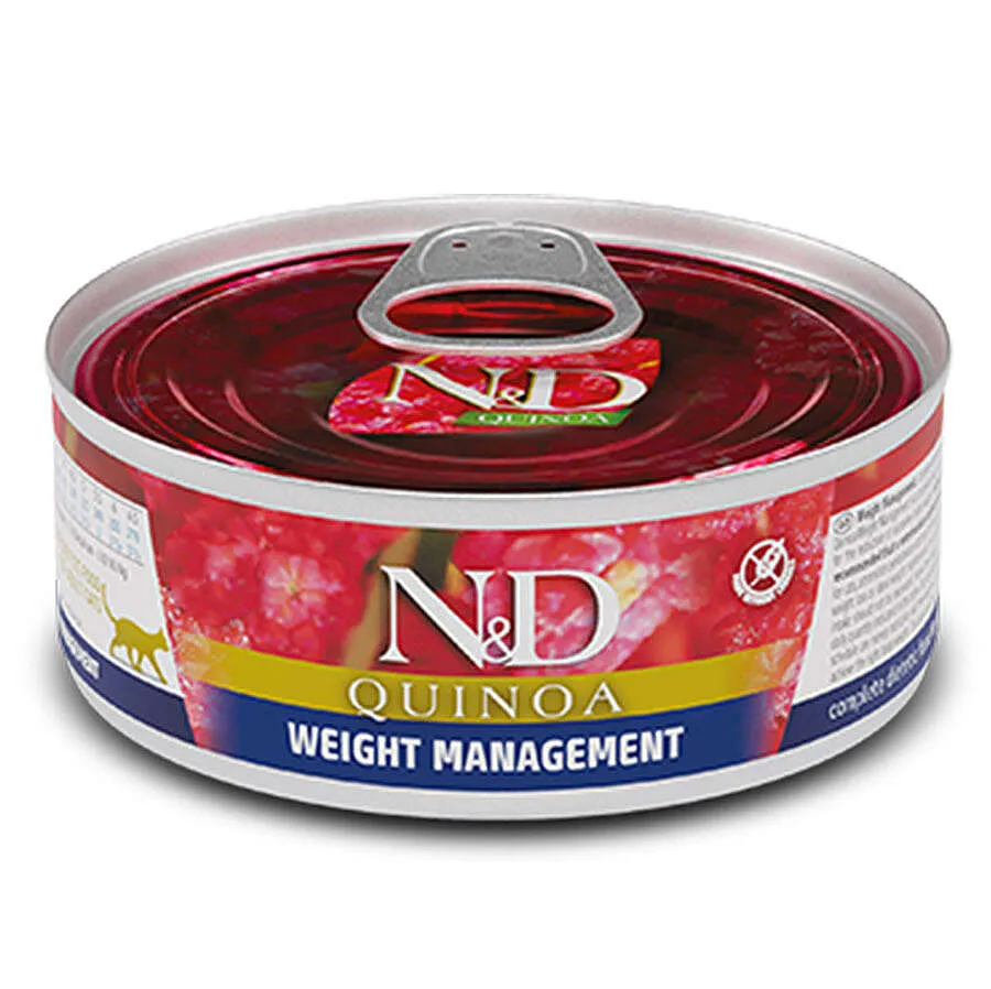 N&D Quinoa Weight Management Kilo Kontrolü için Kinoa ve Kuzulu Kedi Konservesi 70 Gr