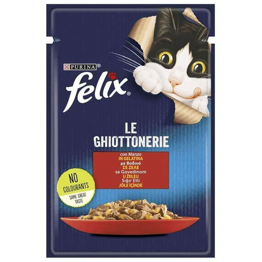 Felix Pouch Le Ghiottonerie Sığır Etli Yaş Kedi Maması 85 Gr