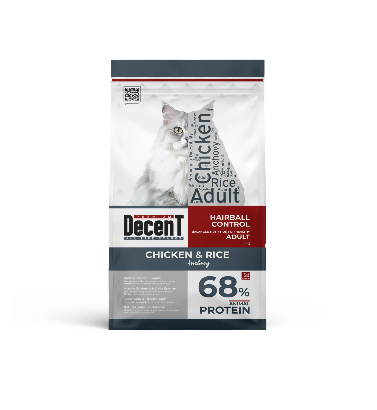 Decent Tavuklu ve Pirinçli Yetişkin Kedi Maması 1,5 Kg