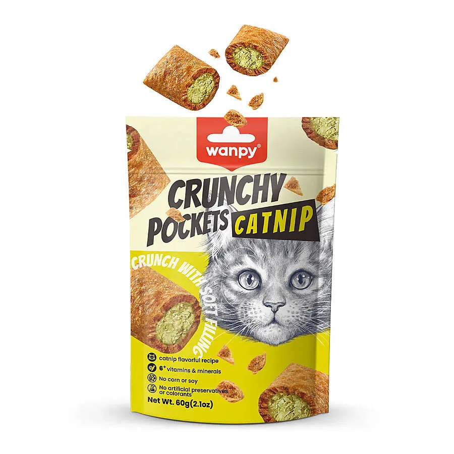 Wanpy Crunchy Pockets Kedi Otlu ve Tavuklu Kedi Ödülü 60 Gr