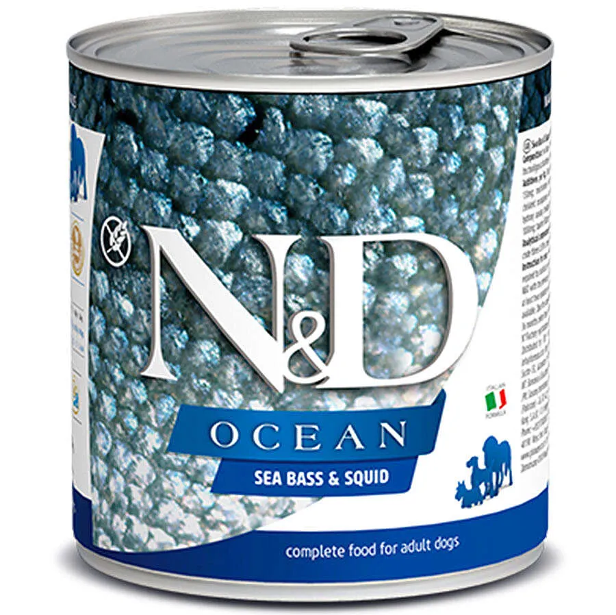 N&D Ocean Levrek ve Mürekkep Balıklı Köpek Konservesi 285 Gr