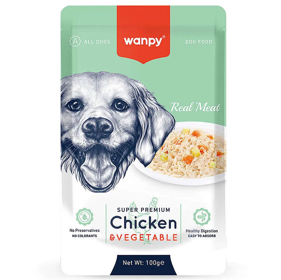 Wanpy Pouch Tavuklu ve Sebzeli Köpek Yaş Maması 100 Gr
