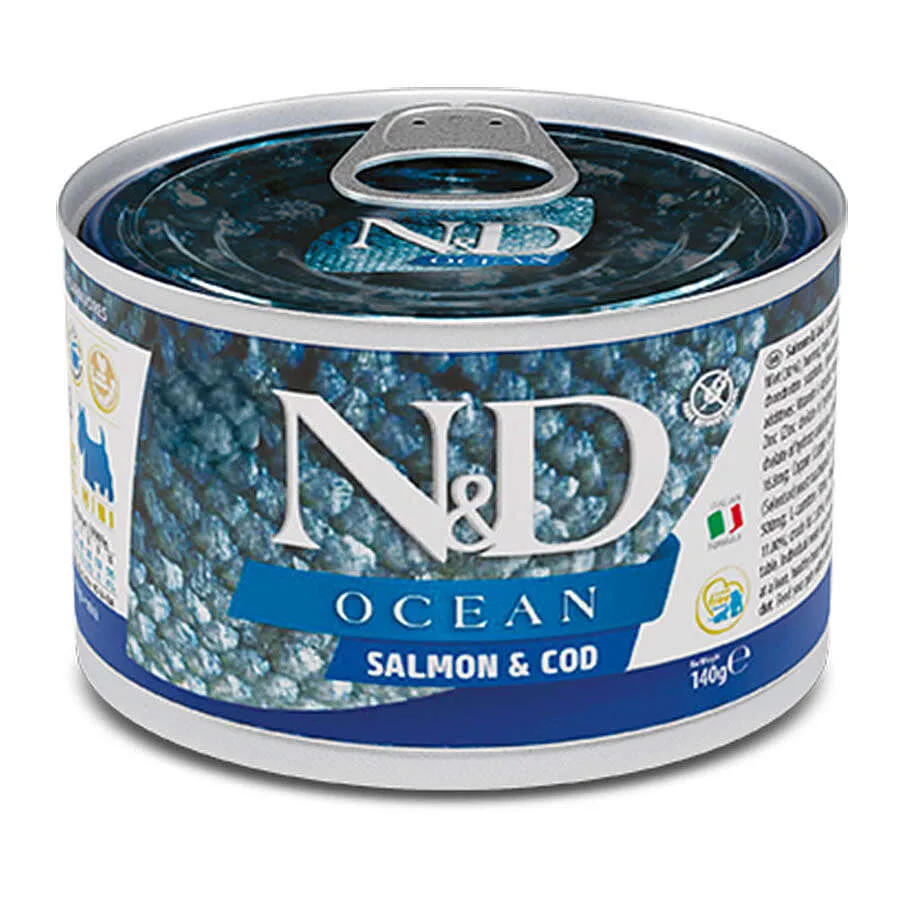 N&D Mini Ocean Somon ve Morina Balıklı Köpek Konservesi 140 Gr