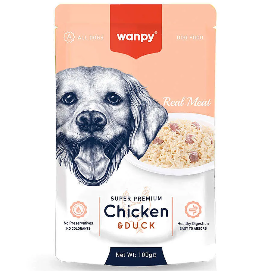 Wanpy Pouch Tavuklu ve Ördekli Köpek Yaş Maması 100 Gr