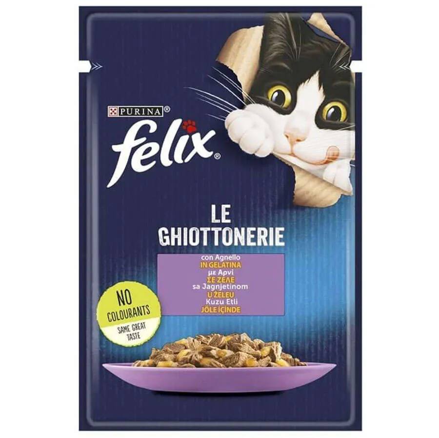 Felix Pouch Le Ghiottonerie Kuzu Etli Yaş Kedi Maması 85 Gr
