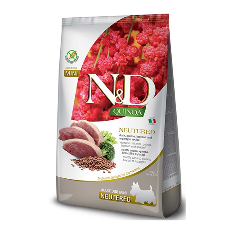 N&D Quinoa Neutered Ördek Küçük Irk Kısırlaştırılmış Köpek Maması paket görseli
